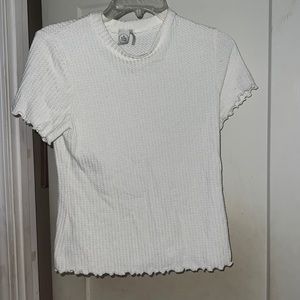Waffle knit cream top